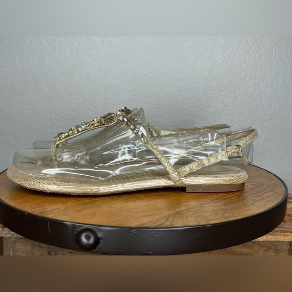 398. Arturo Chang Gold Bedazzled Sandals Size 9 - Picture 3 of 6